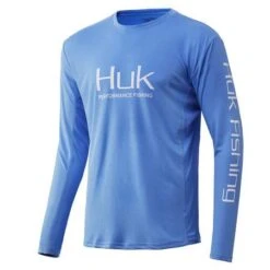 Huk ICON X Long Sleeve Tech Tees -Tackle Express HUK Huk Icon X LS H1200138 420 Carolina Blue Hero Front